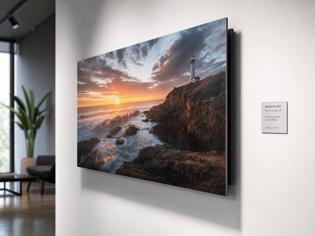 Exhibit mount metal prints for gallery hanging