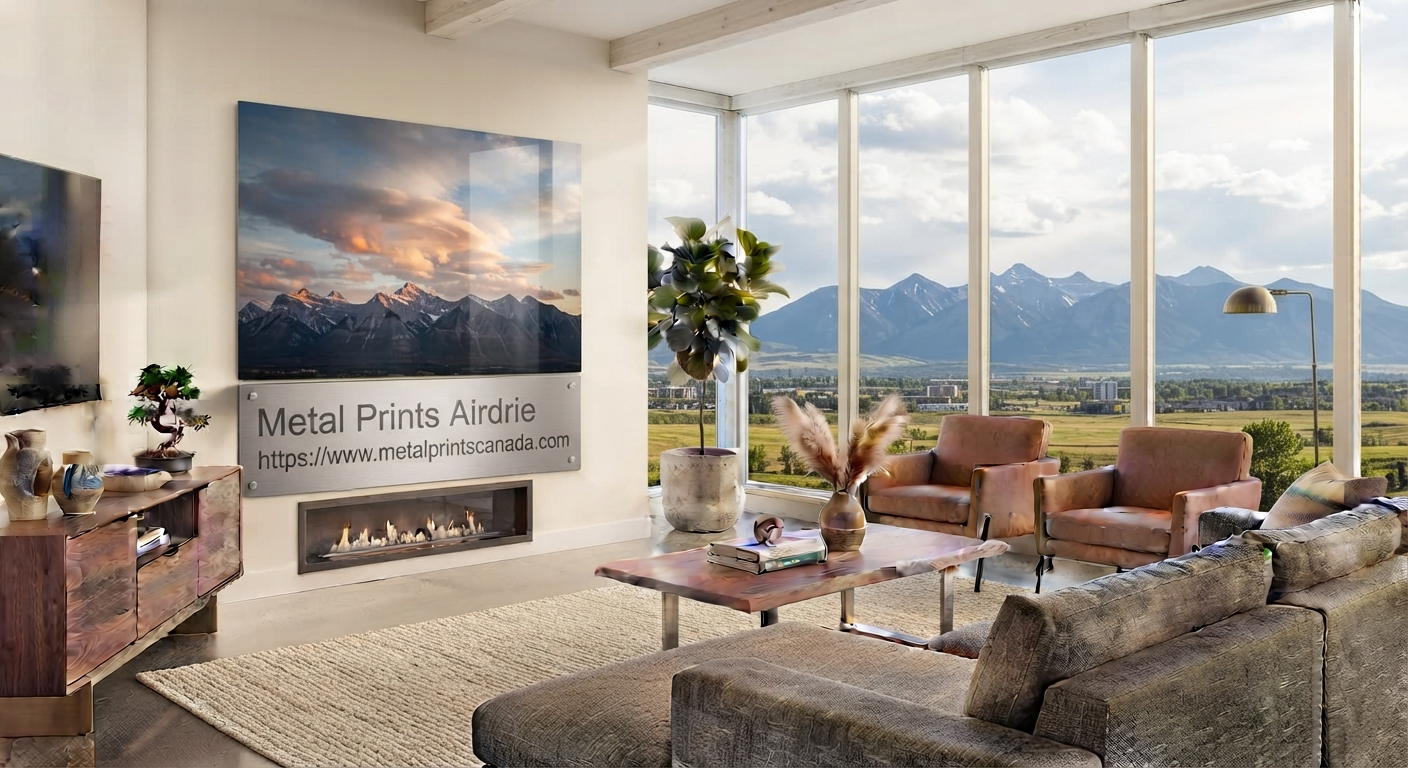 Custom metal print in a modern Airdrie new-build home