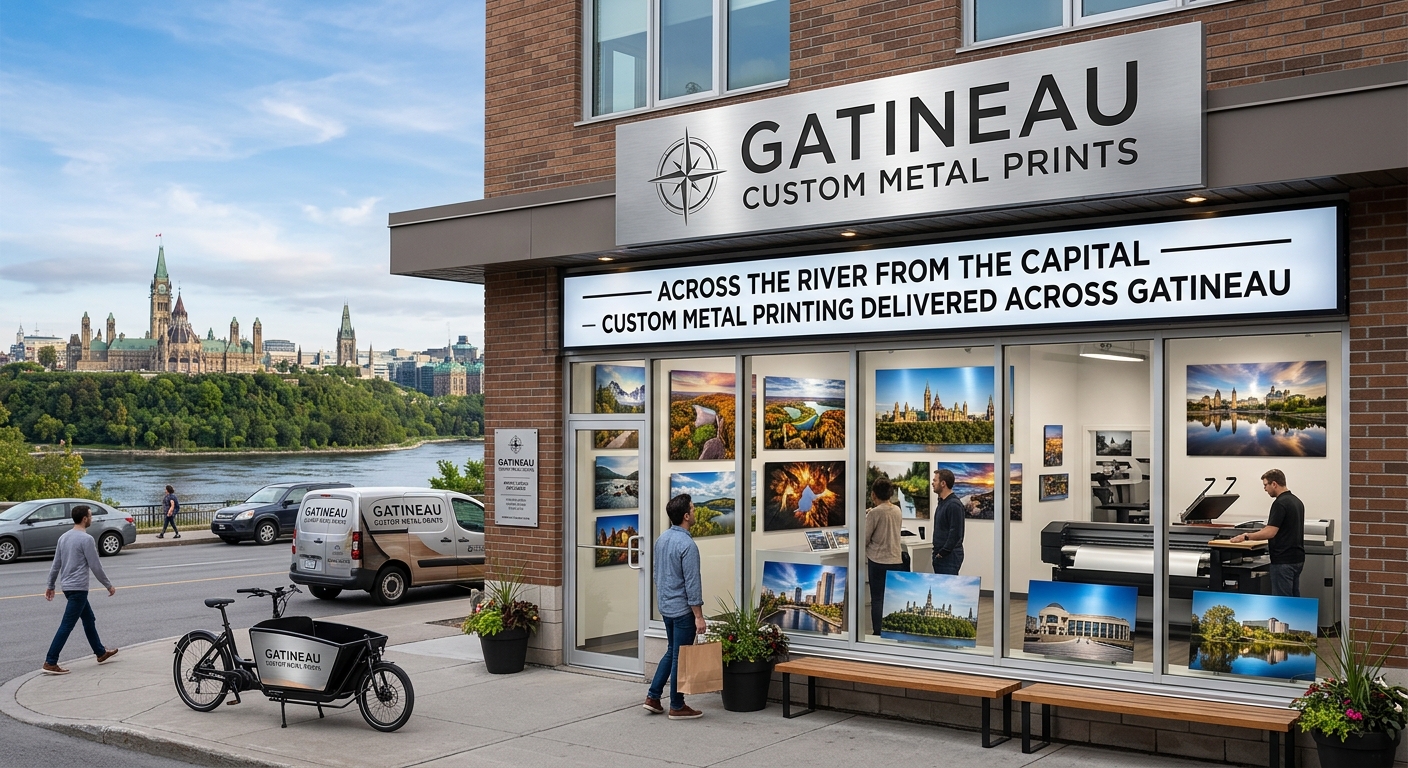 Custom metal print of Gatineau Park in autumn in a Gatineau home