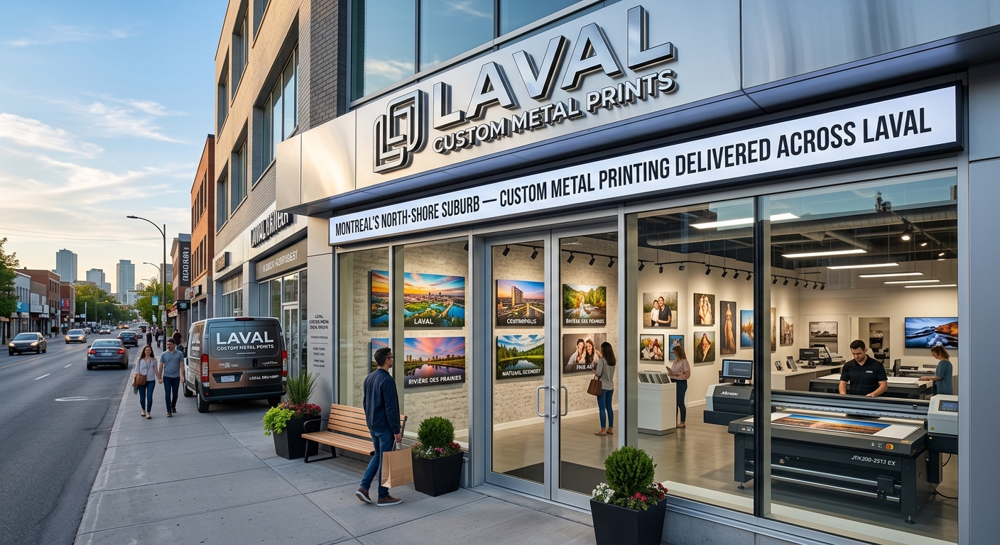 Custom metal print of the Rivière des Mille Îles in a Laval home