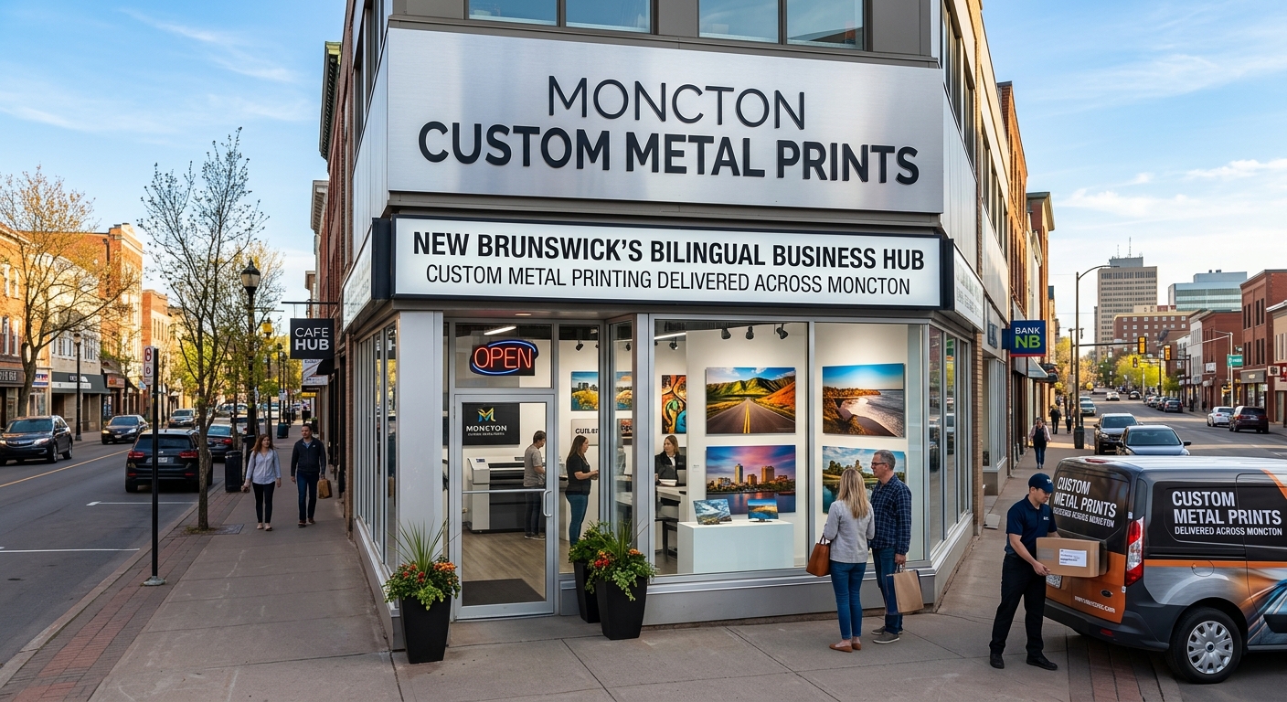 Custom metal print of Magnetic Hill in a Moncton home