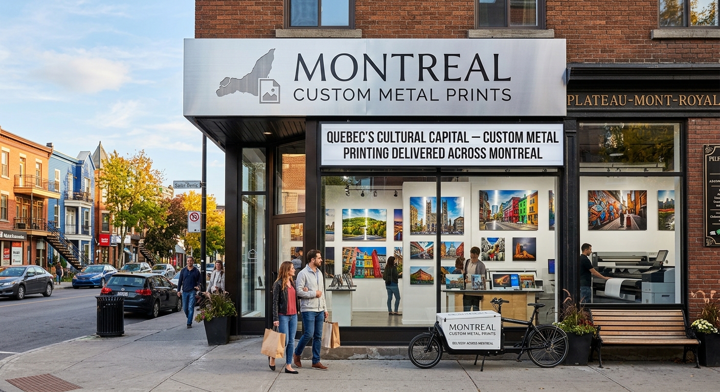 Custom metal print of Old Montreal in a Plateau loft
