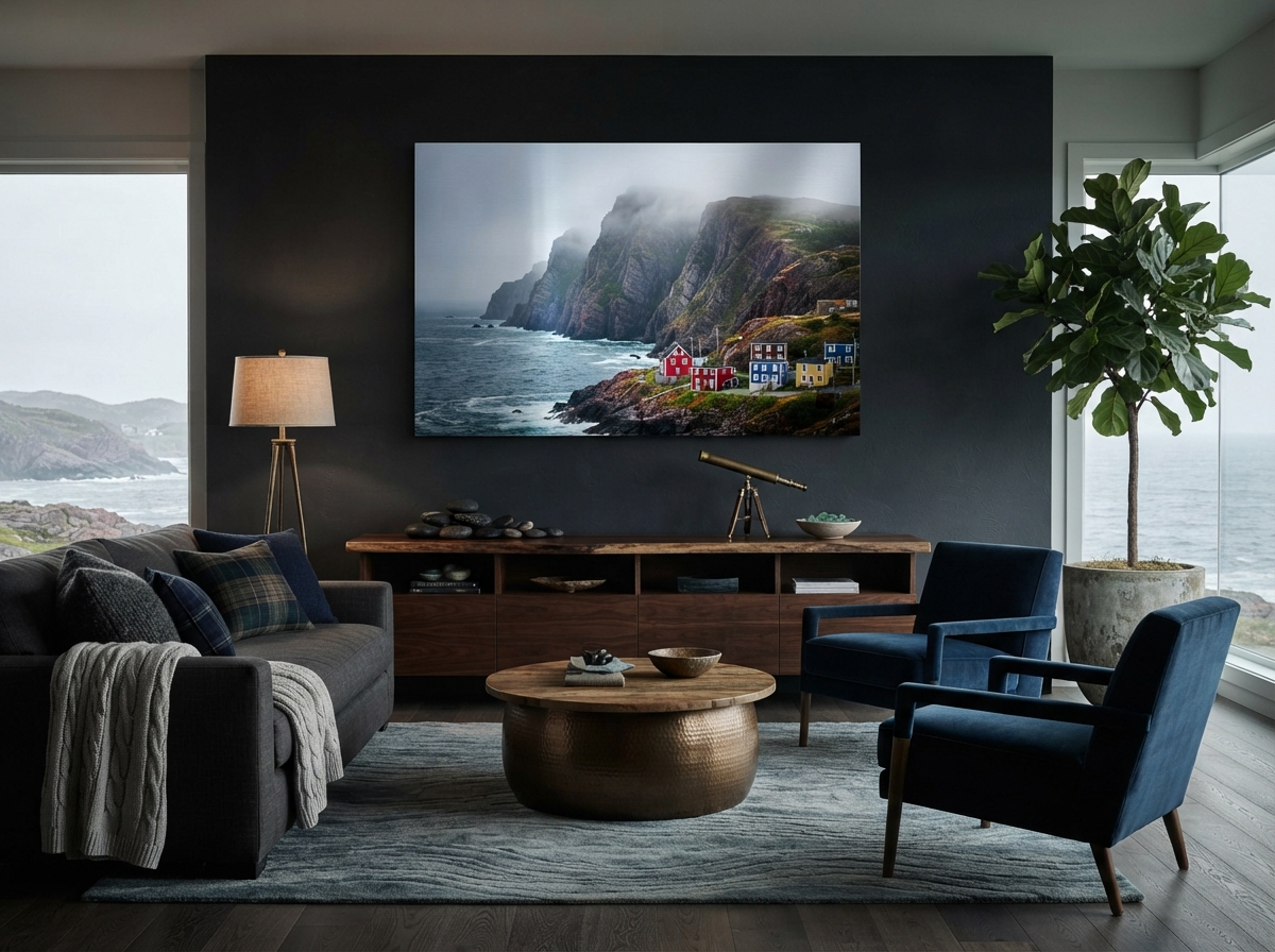 Dramatic landscape metal print in a Newfoundland and Labrador home