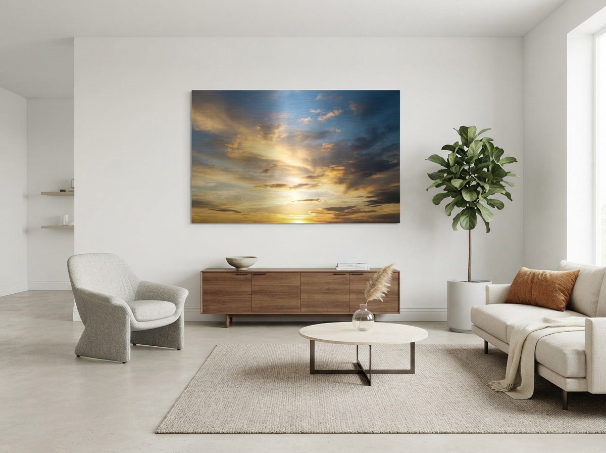 Metal print in a clean, modern Saskatchewan interior
