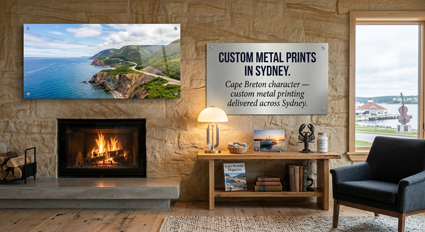 Custom metal print of the Cabot Trail in a Sydney Cape Breton home