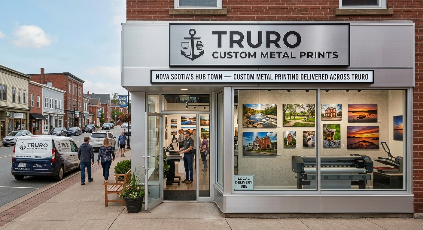 Custom metal print of Victoria Park's waterfalls in a Truro home