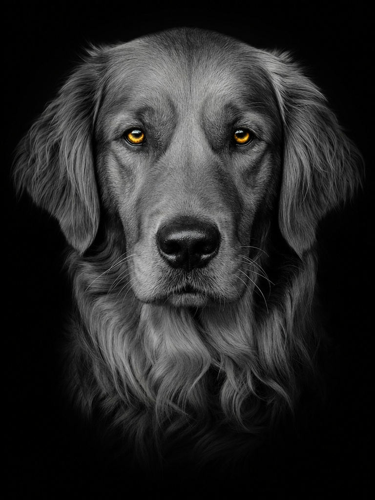 Minimal modern pet portrait on metal