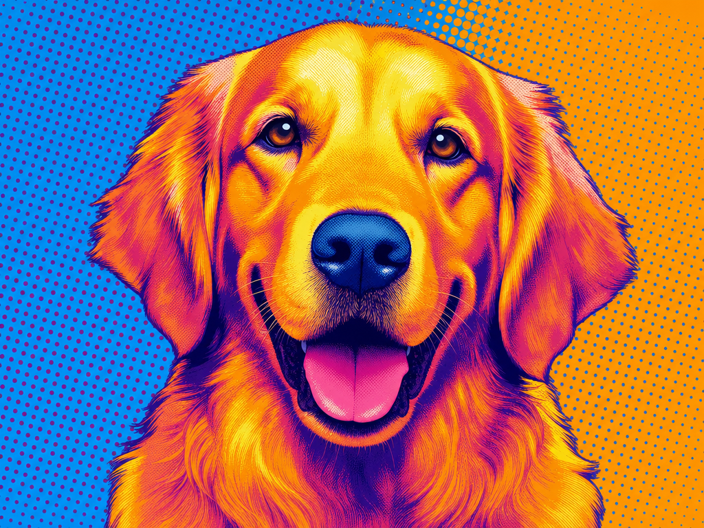 Pop art pet portrait on metal
